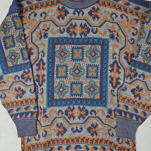 Simbolo Ruffini Wool Blend Sweater Southwestern Pattern Made In ITALY Mens Med